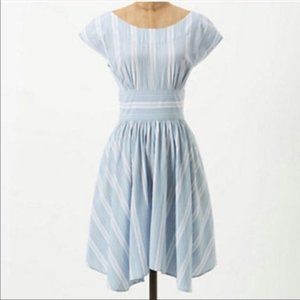 Anthropologie Blue and White Striped Mini Dress
